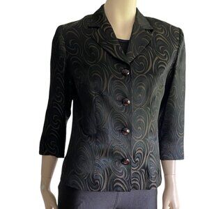 Louben Portfolio 3/4 Sleeve Black & Bronze Blazer Sz 8​​​​​​​​​​